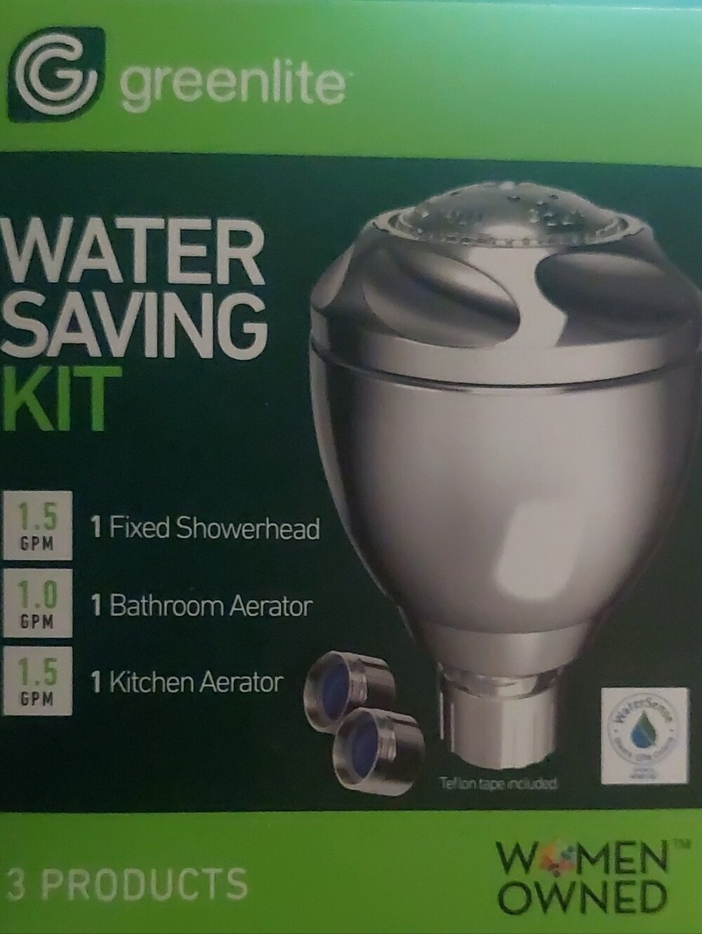 greenlite Water Saving Kit - Silver Showerhead + Aerators